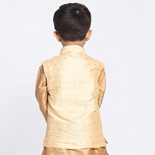 Image of VASTRAMAY Deep Blue Cotton Silk Blend Boys Nehru Modi Jacket