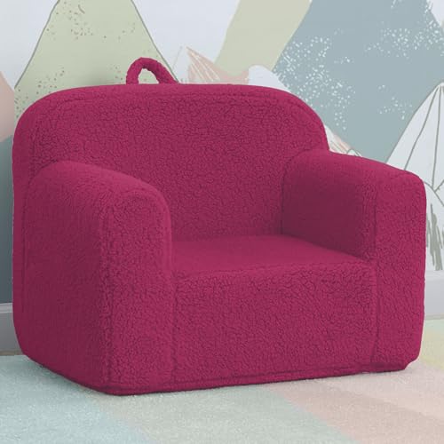 Image of Delta Children Sherpa Cozee Chair - Foam Kids Chair for Ages 18 Months and Up, Hot Pink
