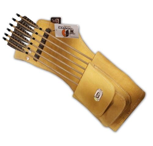 CarolUSA Archery, Hunting, Indoor Outdoor Sports, Target Shooting Practicing Suede Leather Hip Side Waist Belt Arrow Quiver with Large Accessories Pocket & Leather Leg Tie (Left)