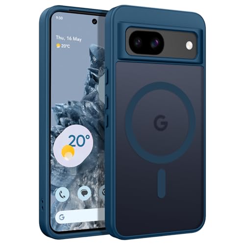 DUEDUE Magnetic for Google Pixel 8a Case, Translucent Pixel 8a Phone Case Compatible with Magsafe Matte Shockproof Slim Protective Phone Cover, Blue by DUEDUE - Used condition - CA$8.87
