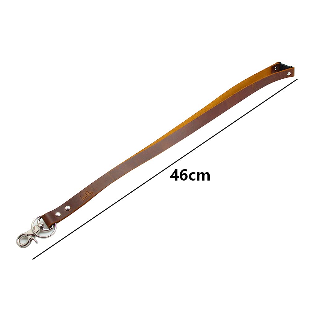 Boshiho Keychain Lanyard - Cowhide Leather Neck Lanyard with Metal Clasp for ID Badge Holder Keys, USB, Cell Phone etc (Dark brown B) - Image 2