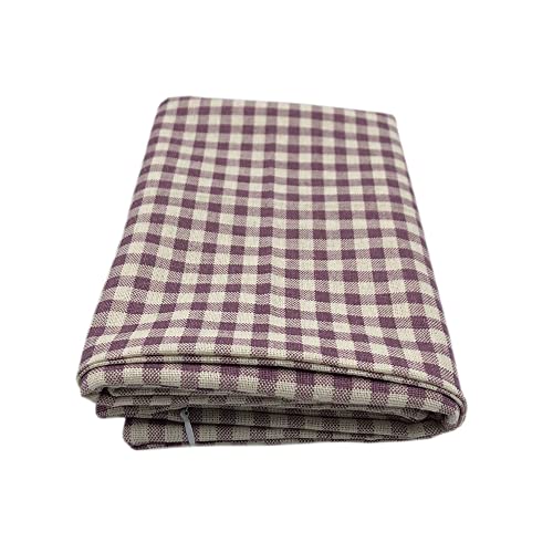 ギンガムチェック ?麻 クッションカバー 日式 座布団カバー リンネット 抱き枕カバー (60x60cm, パープル)