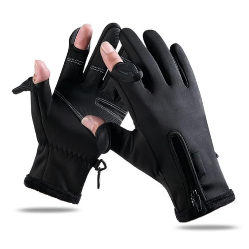 Angelhandschuhe, Winter Fahrrad Handschuhe Warm Gepolstert Verdickend Touchscreen 2 Geschnittene Finger wasserdichte Reithandschuhe Schwarz Motorrad Gloves Für Herren Damen Outdoor Kajakfahren Rudern Angelhandschuhe, Winter Fahrrad Handschuhe Warm Gepolstert Verdickend Touchscreen 2 Geschnittene Finger wasserdichte Reithandschuhe Schwarz Motorrad Gloves Für Herren Damen Outdoor Kajakfahren Rudern