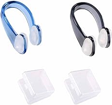 2 Pack Silicone Nose Clips - Waterproof Swim Nose Grip for Kids, Adults - Unisex Swimming Nose Protectors, Nose Plugs for Swimming Kids, Nose Clips Swimming Kids, Kids Nose Clip for Swimming - Black &