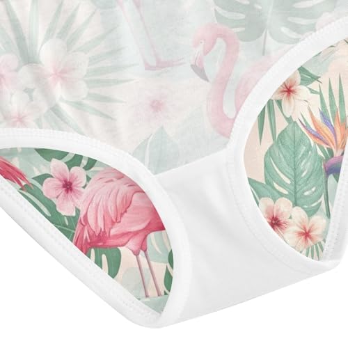 Tropical Leaves Pink Flamingos Girl Underwear, Toddler Girl Briefs, Cotton Underwear Girls, 2–8 Years4