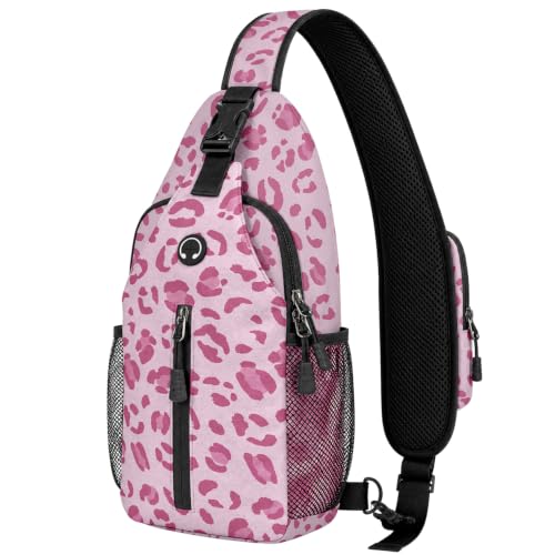Image of Leopard Print Sling Bag For Women Men Small Crossbody Bags Mini Water Resistant Casual Chest Bag Backpack Shoulder Daypack For Travel Hiking