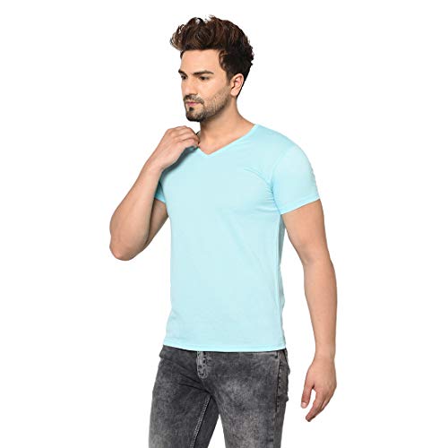 Image of Men's Cotton Blend Half Sleeve V Neck Tshirt