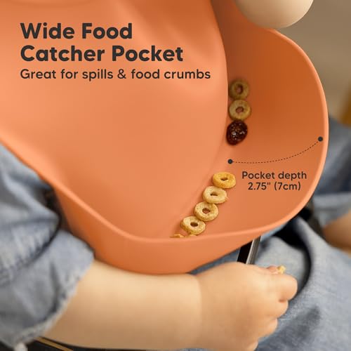 Image of KeaBabies 2-Pack Silicone Bibs for Babies, Toddlers Girl, Boy (Amaze) | Sturdy Food-Grade Baby Bibs for Eating, Large Food Catcher, Easy Clean & Put On, Waterproof Baby Feeding Essentials, BPA-Free