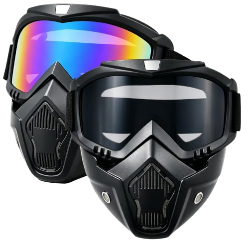 Paintball Mask Anti Fog,Airsoft Mask Full Face,Tactical Mask, Motorcycle Helmet Goggles with Removable Face Mask for Men Women (Colorful-Grey655)