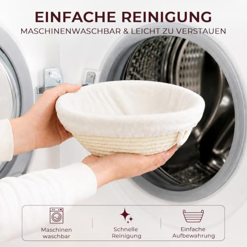 Gärkörbchen Set Rund & Oval aus Baumwollseil mit Leinen & Abdeckhauben,4 Packung – Ansicht 6