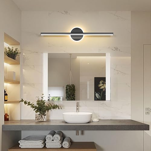 Aplique espejo baño LED negro QYYZTQY con diseño lineal moderno para dormitorio 5