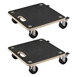 Wiltec Sottovaso con ruote, Set due carrellini di trasporto quadrati 380 x 380 x 119 mm, Carrello Portavaso, Spostavaso