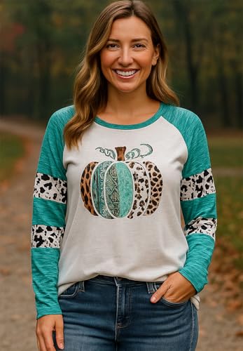 Thankful Greatful Blessed Pumpkin Thanksgiving Shirt for Women Plaid Leopard Pumpkin Tops Raglan Baseball Tshirt3
