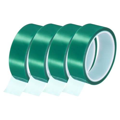 Image of uxcell Green Heat Tape, 4 Rolls 30mmx33m 108ft High Temperature Heat Resistant Tape for Sublimation,Heat Vinyl Press,Heat Transfer, Circuit Board, No Residue