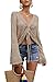 FERBIA Women Crochet Top Beach Cloth Drawstring Shirt Cover Up Oversized Sexy Beachwear Lace Up Tee Poncho Dark Khaki