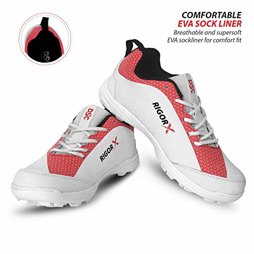Image of DSC Rigor X Men's Cricket Shoes | Lightweight & Durable Cricket Footwear | Anti-Slip Sole for Better Grip | Comfortable Sports Shoes for Training & Matches |