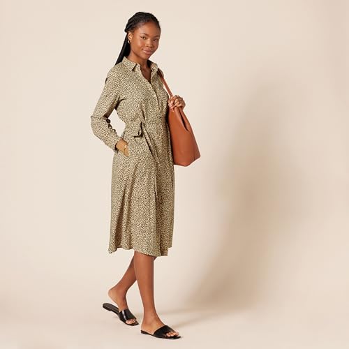 Image of Amazon Essentials Women's Georgette Long Sleeve Midi Length Shirt Dress