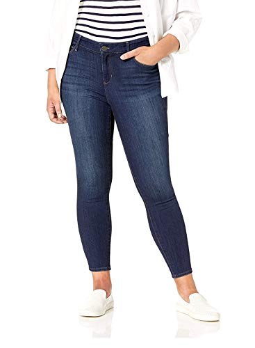 1826 / Diamante Womens Super Plus Size Stretchy Blue/Black Denim Jeans Skinny Leg Pants Size 14 to 32 (14, NINA Rossi JZ-1017-1019 Blue)