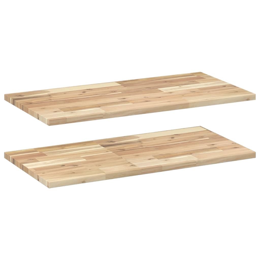 Schweberegale aus massiver Akazie 60x40x2 cm 2 Stück Unbehandeltes Holz Wandregal für Wohnzimmer Küche Bad