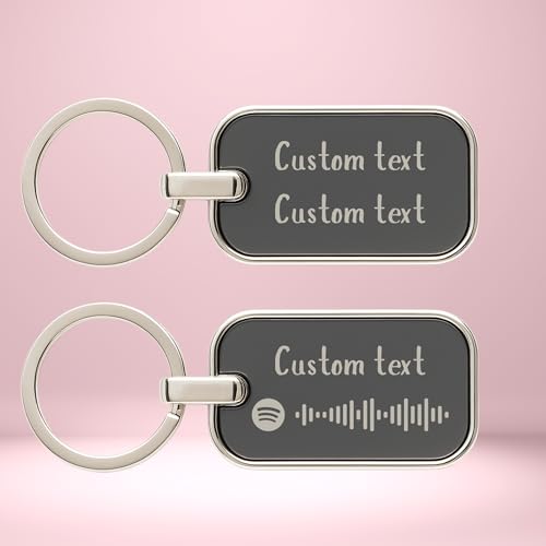 Image of Custom Spotify Code Metal Keychain - Personalized Engraved Message & Name - Unique Gift for Him or Her - Scan to Play Song or Playlist - Anniversary, Birthday, Valentine's Gift
