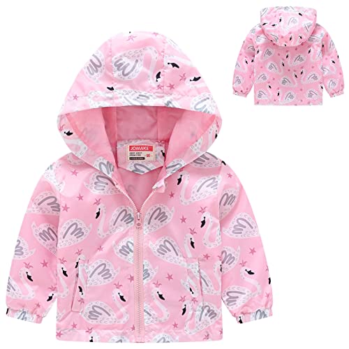 Toddler Boys Girls Cartoon Print Jacket Lightweight Hooded Trench Coat Zipper Windbreaker Outwear2