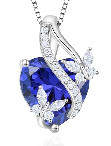 Vesitim Butterfly Necklaces for Women Sterling Silver Infinity Heart Pendant Created Tanzanite Jewelry Gift