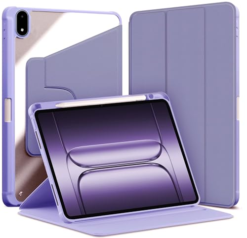 Image of TGK Rotating Case Cover for OnePlus Pad 3 13.2 inch Tablet, Pad 2 Pro, Pad 4 Pro with Pencil Holder Trifold Stand Cover Clear Back (Lavender)
