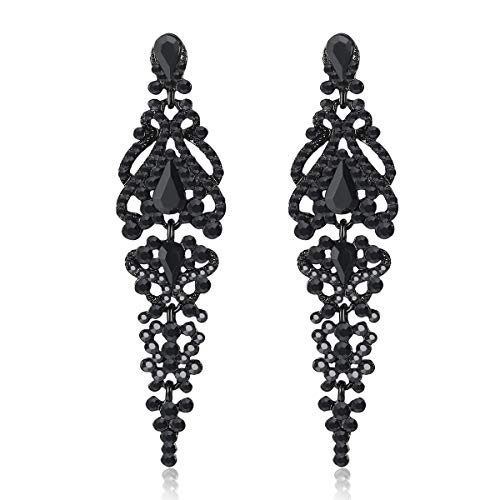 mecresh Vintage Black Crystal Chandelier Dangle Earrings for Women Fashion