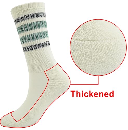 Image of BomKinta Striped Crew Socks Women - Retro Novelty Socks - Stretchy Casual Athletic Cotton Gifts Sock Size 5-10