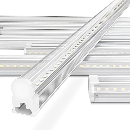 Led Shop Light 4ft 6500k 3100lm 24w, Clear Cover, Pack of 6, Link-able Led Shop Lights for Garage, Easy Led T5 Shop Lights for Workshop, Mounted Up-to Ceiling or Under Cabinet, Built-in On/Off Switch
