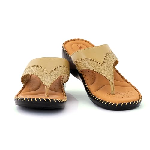 Image of Khadim's Softouch Leather Wedge Heel Slip On Sandal for Women