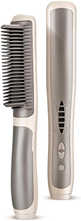 Hair Straightener Brush, Alinana 2 in 1 Straightener and Curler, Ring Hair Straightener Comb 6 Temps 20s Fast Heating, 3D Straightening Brush for Women