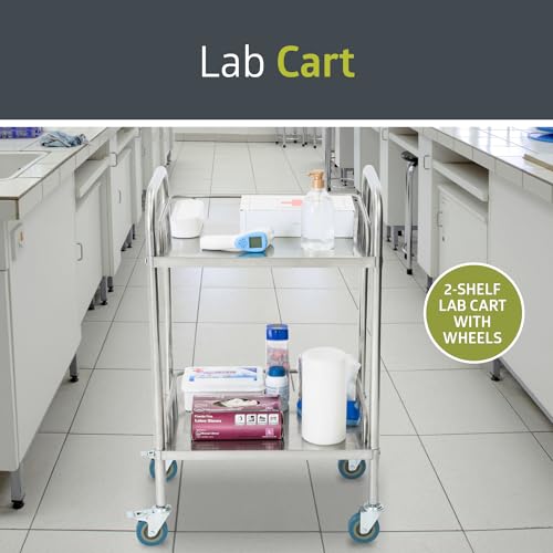 Pearington 2-Shelf Rolling Medical Cart, Stainless Steel Storage for Clinics & Labs