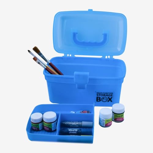 Image of SHUTTLE ART Multipurpose Plastic Storage Box Travel Stationery Makeup Cosmetic Medicine Organizer,Medicine Box Portable First-aid Case Large Capacity (S-Medical Storage Box-Blue)
