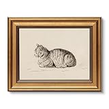 ARPEOTCY Vintage Goldener Rahmen Wandbilder Wohnzimmer, Wanddeko mit, Leinwand Bilder Wandbilder für Wohnzimmer & Schlafzimmer, Schlafende Katze 25.5L x 20.5W