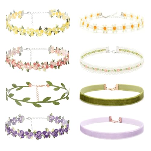 GUIZIYAO 8 Pezzi Collana Girocollo Fiori Donna, Collana girocollo in velluto, Collane girocollo da donna, set di collane girocollo...