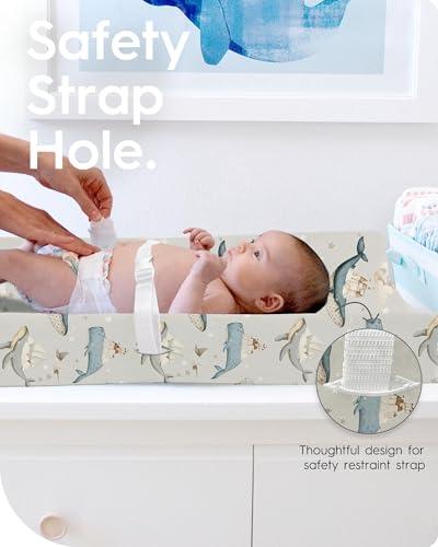 Image of Premium Soft Boho Changing Pad Covers for Girls & Boys - Stretchy Jersey Sheets - Fits Standard Changing Tables - 2 Pack (Whale Dreams)