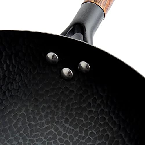 Wok tradicional de hierro 32cm con tapa de madera miniatura 5