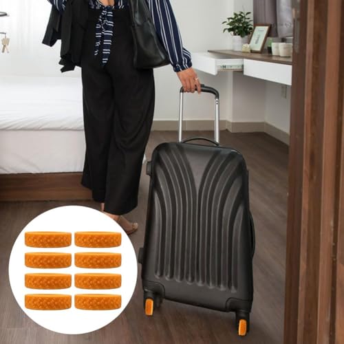 Image of 8pcs Suitcase Wheel Cover Silicone, Trolley Wheel Protector, Luggage Wheel Protector, Orange Color Wheel Cover Set