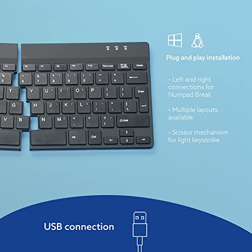 R-Go Tools Split Ergonomic Keyboard, QWERTY (UK), black, wired