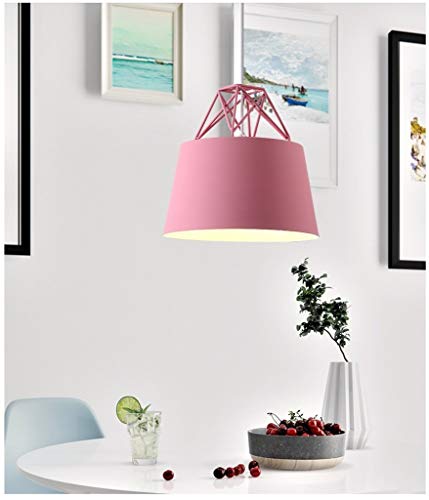 Lustre créatif E27 en fer rouge avec hauteur réglable pour plafond
