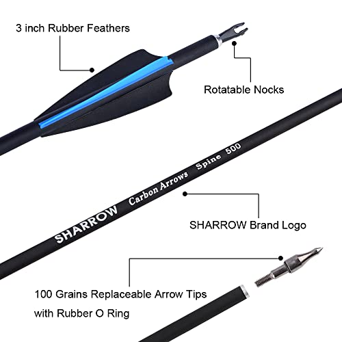 Carbonpfeile Sharrow 12x 30 Zoll für Jagd und Training
