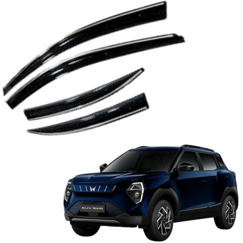 Image of CAR SAAZ Chrome Line Door Visor for XUV 3XO EV (Set of 4Pcs) | Rain Guard | Wind Deflector