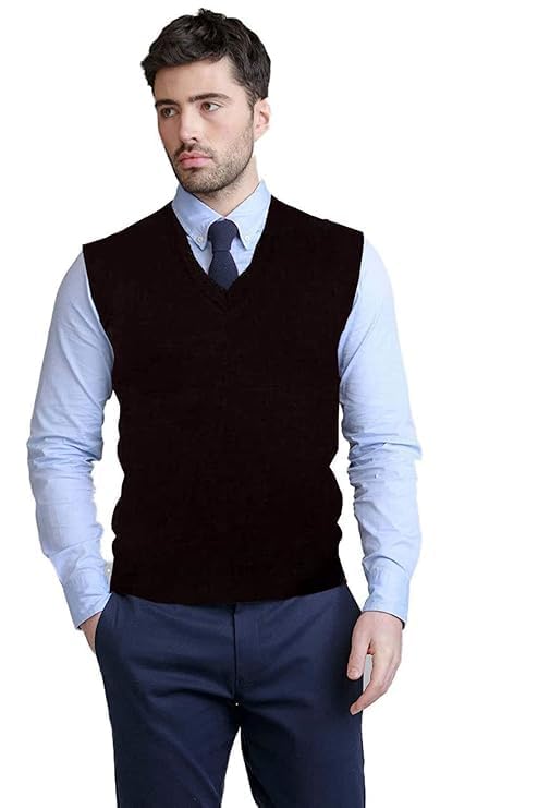 Men's Classic V-Neck Sleeveless Knitted Sweater Vest Formal Pullover for Office and Smart Casual Wear