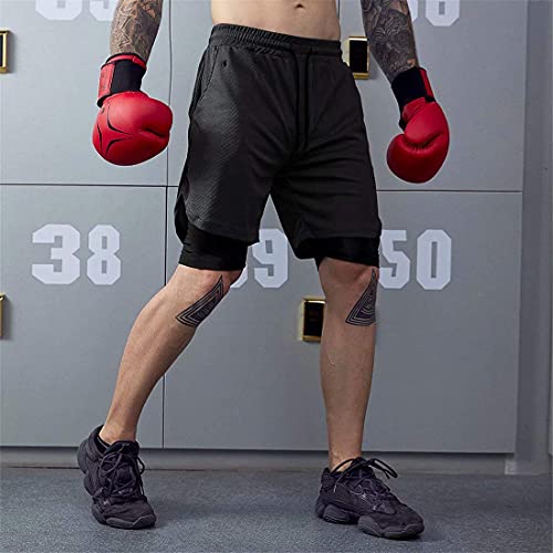 ASKSA Shorts esportivo masculino 2 em 1 corrida ou academia secagem rápida respirável shorts de trei