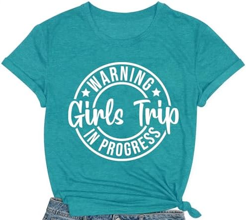 Girls Trip Shirts for Women Warning Girls Trip in Progress T-Shir...