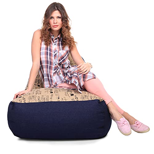 Image of Style Homez Urban Design Denim Canvas Abstract Printed Chair Bean Bag XXL Size Filled with Beans Fillers