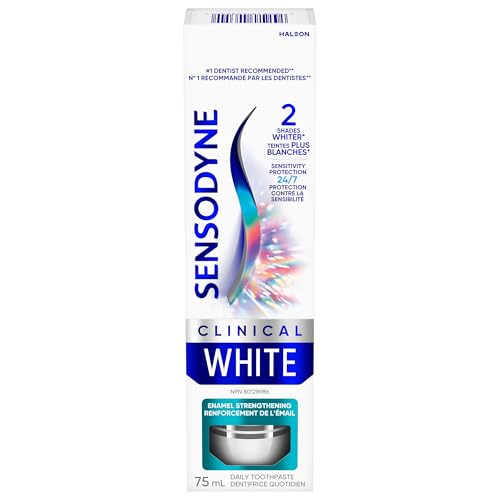 Sensodyne Dentifrice Clinique Blanc, Protection Contre la Sensibilité, Renforcement de l'Émail, 75mL