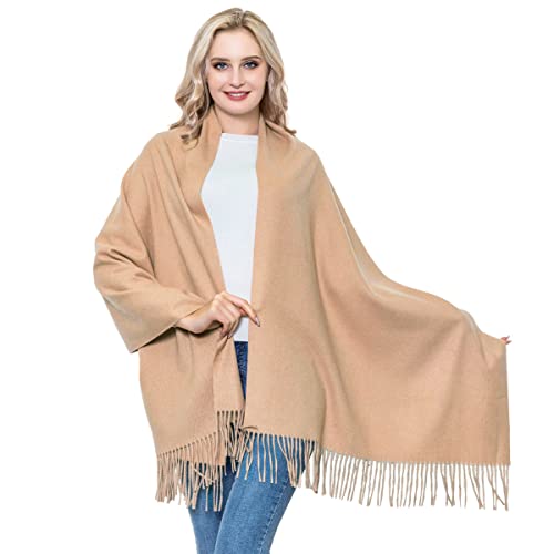 Image of Cashmere Shawls and Wraps for Women, Winter Soft Thick Warm Camel Wool Pashmina Cashmere Scarfs for Wedding Evening (Camel)