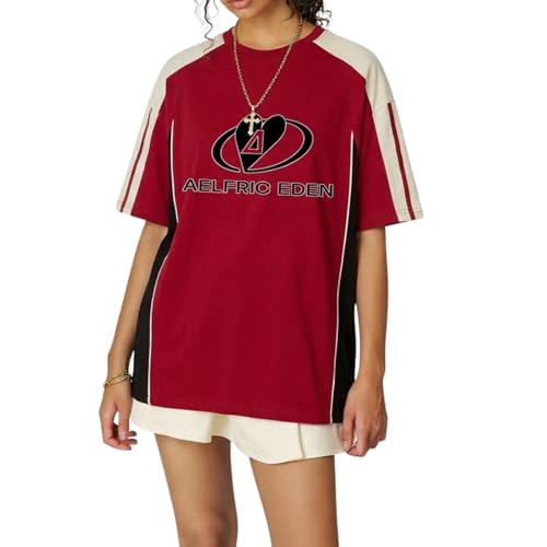 Aelfric Eden Oversized Graphic Tees Men Contrast Color...